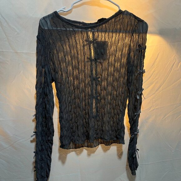 Forever 21 Women’s Chevron Jacquard Cutout Crop Top Gray Large - Picture 7 of 13